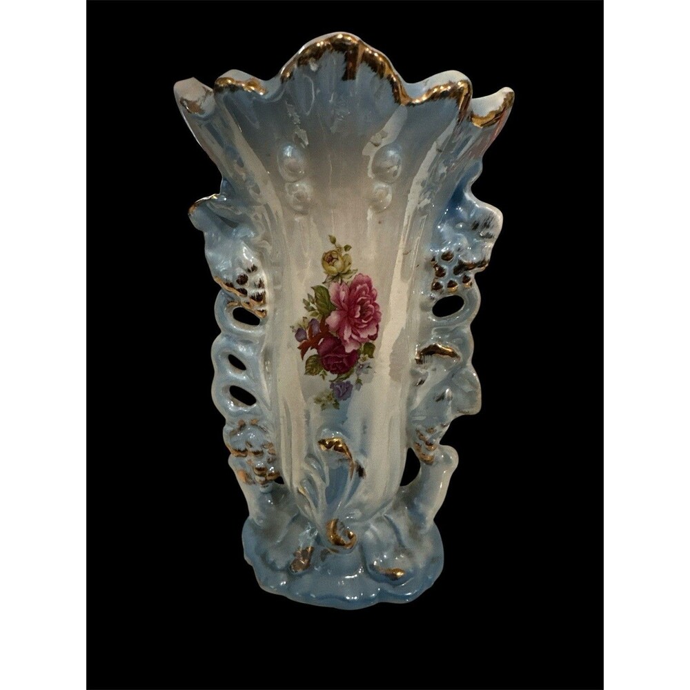 Vintage Vase With Gold Accents.